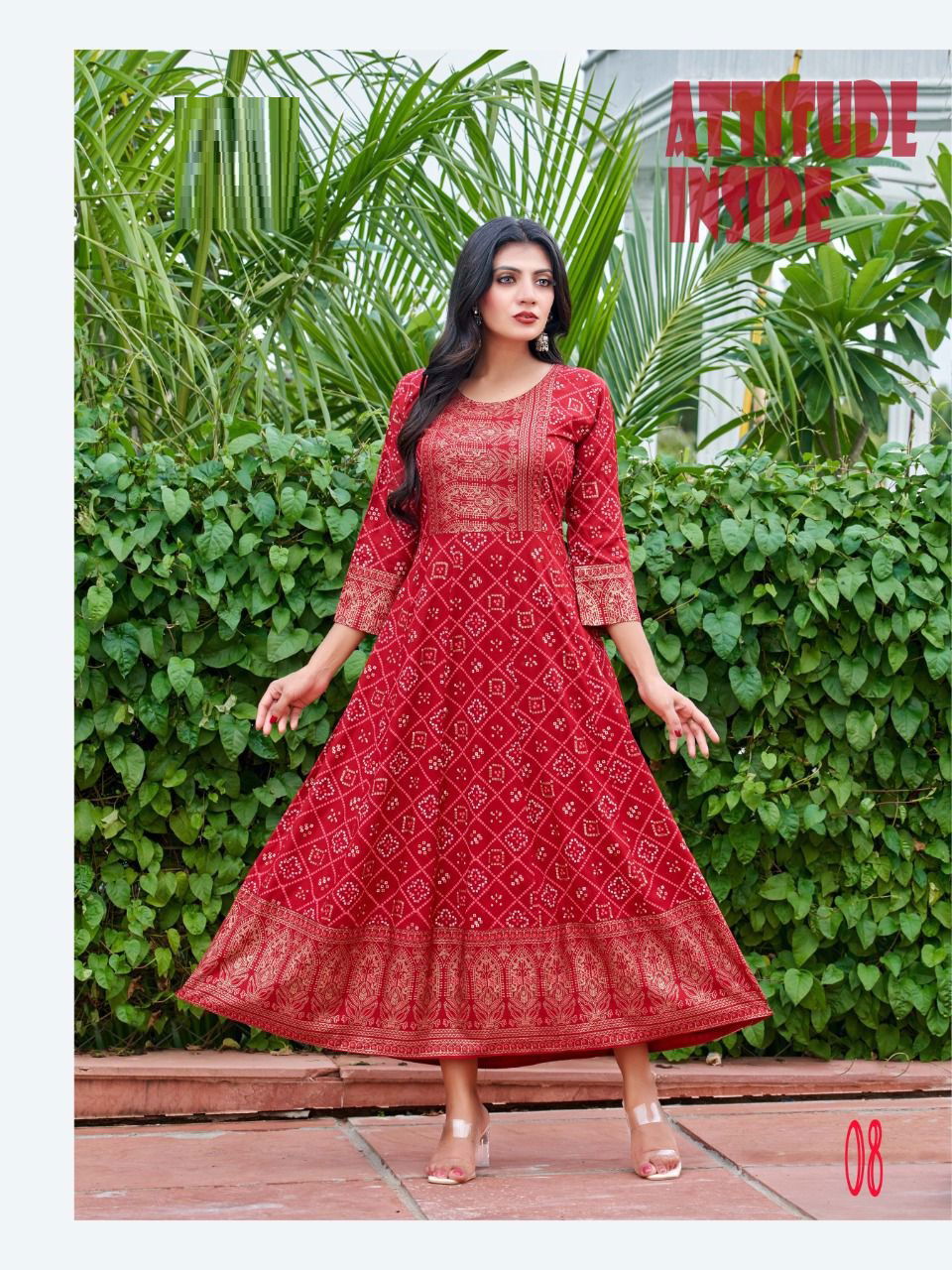 Sunlight 01 Rayon Printed Ethnic Wear Designer Long Anarkali Kurti Collection